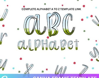 Canva Editable Alphabet Letters Template, Fillable Canva Frame, Block Shadow Font, Canva Drag & Drop Photos Retro Letters, Font Canva Frames