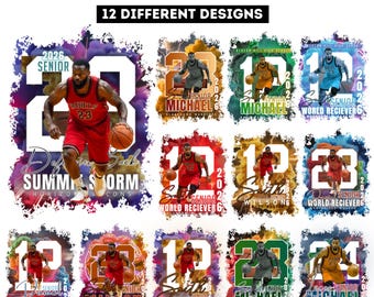 Plantilla editable de Canva para camisetas de baloncesto (12 unidades), Paquete Noche de Graduados de Baloncesto 2026, Camiseta de Rap Bootleg de Canva con Baloncesto: Añade tus propias imágenes
