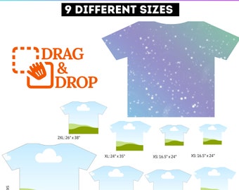 All Over T-shirt Canva Editable Template, T-shirt Sublimation