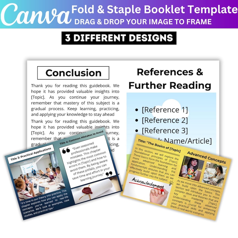 Fold & Staple Booklet Canva Editable Template, 8.5X11 Fold Book ...