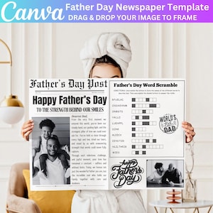 Fathers Day Newspaper Canva Editable Template, Personalized Gift for Dad, Printable Newspaper for Dad Canva Template, Digital Download