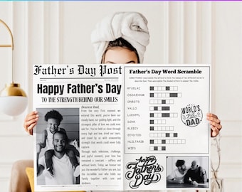 Fathers Day Newspaper Canva Editable Template, Personalized Gift for Dad, Printable Newspaper for Dad Canva Template, Digital Download