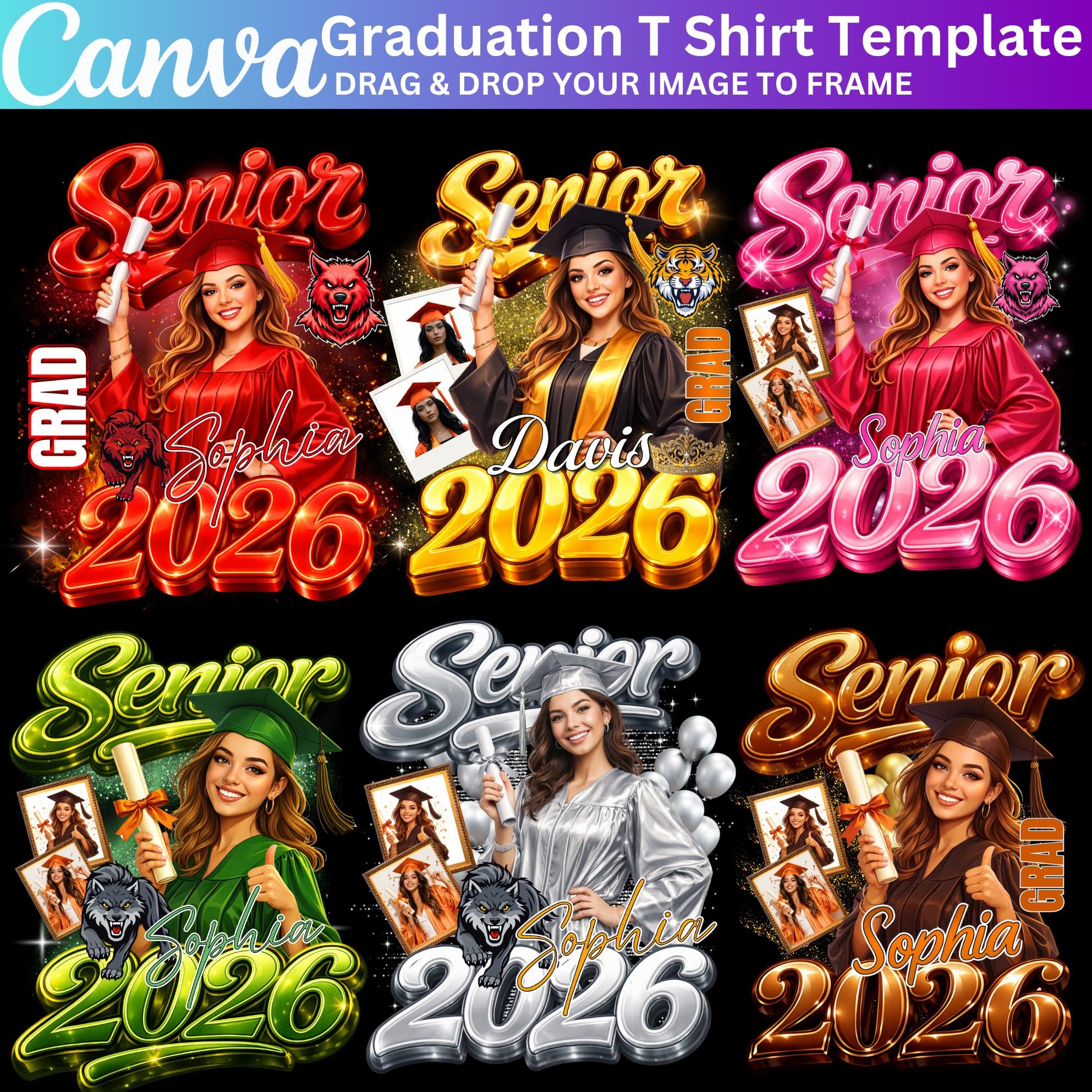 10x Graduate Class of 2026 Template Bundle, Senior T-shirt Designs ...