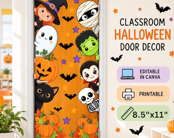 Halloween Classroom Door Decor Printable, Boo Crew Ghost Photo Display, Student Face Cutout, Teacher Halloween Classroom Decoration