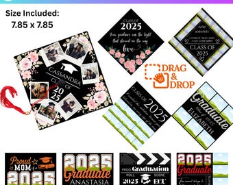Custom Photo Graduation Topper Canva Editable Template, Graduation Cap Canva Designs,  Class of 2025, Memory Film Photo Strip, Grad 2025 DIY