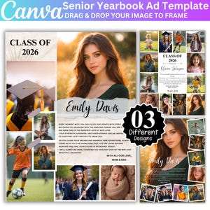 Full Page Senior Yearbook Ad Template, Canva Editable Grad Ad, Class of 2026 Tribute, Senior Memory Page, Canva Senior Tribute, High School