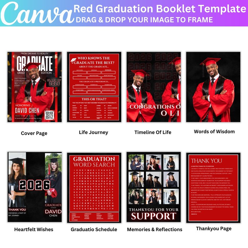 Graduation Magazine Template, Canva Editable High School Graduation ...