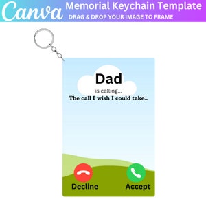 Plantilla editable de Canva de llavero conmemorativo, llavero de foto personalizado, llamada telefónica desde el cielo, en memoria amorosa, la llamada que desearía poder hacer