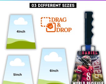 Cowbell Canva Template, Editable Cowbell Template, Custom Cowbell Drag & Drop Game Day Spirit Template, Digital  Cowbell Editable Template