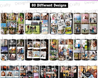 80 Add Your Own Photo Tumbler Wrap Bundle, Family Photo Tumbler, 20oz Photo Sublimation Designs, Own Photo Self Editable Tumbler Frames