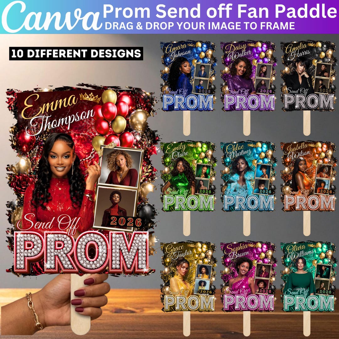 Sent Off Design 10 Prom Send off Fan Paddle Template, Editable Canva Prom Send off ...