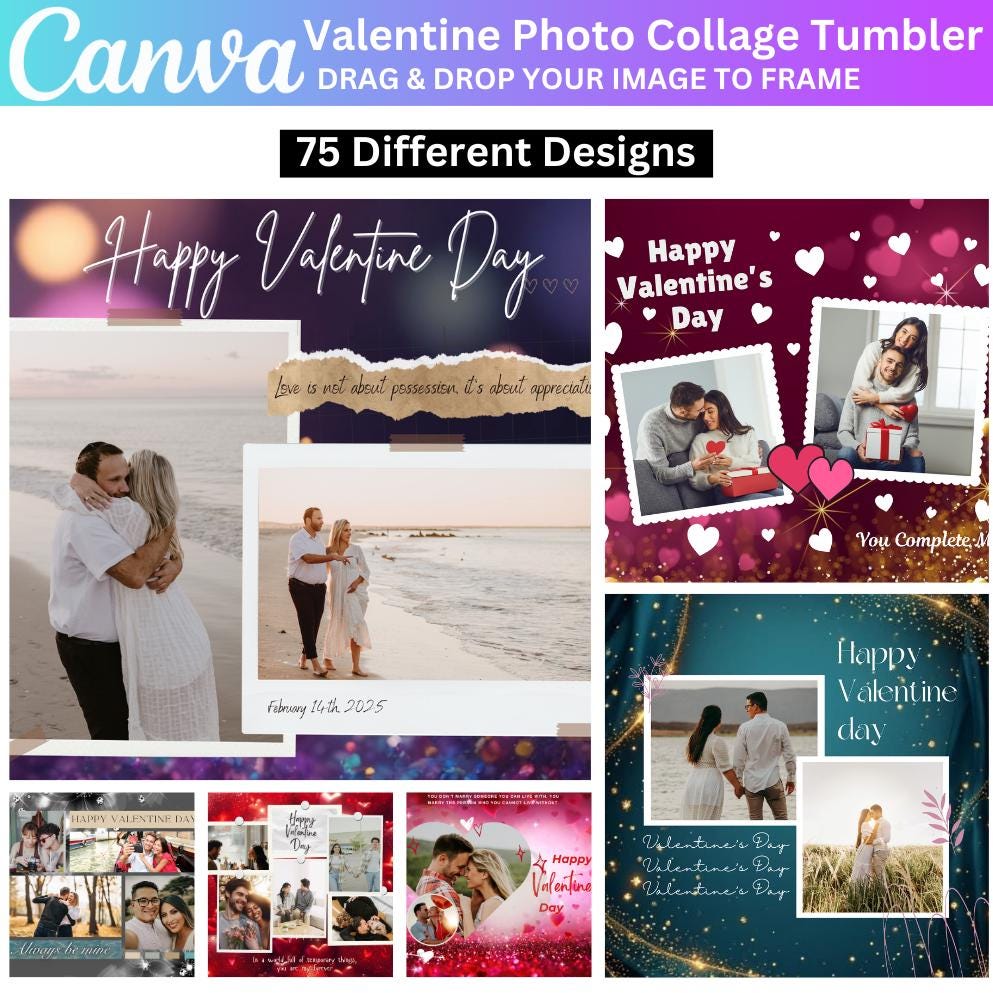 75 Valentine's Day 20 Oz Tumbler Bundle, Add Your Own Photo Love ...