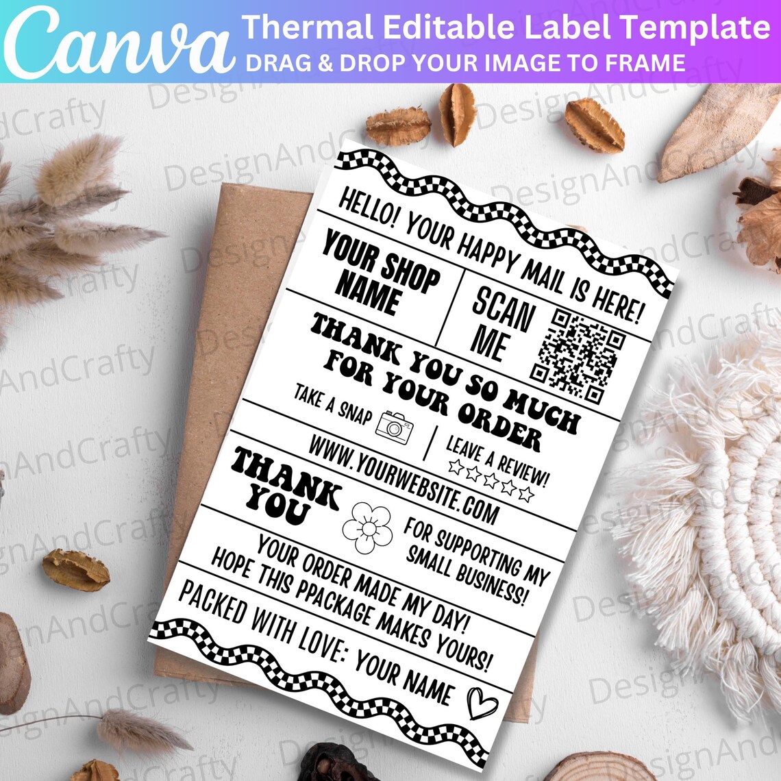 Canva Editable Thermal Label Template, Thank You for Your Order Labels ...