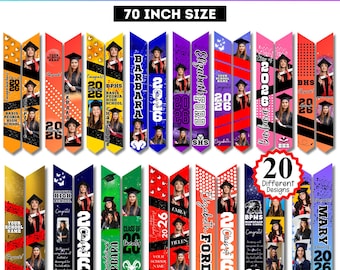 20 Graduation Stole Canva Editable Template Bundle, Graduation Sash Sublimation 2026, Graduation Stole Template Personalized Graduate Design