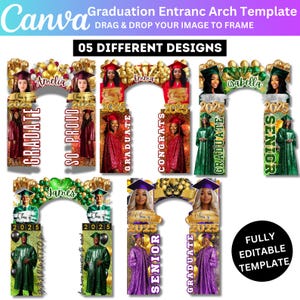 05 Graduation Entrance Arch Canva Template, Graduation Arch Editable Canva Designs, Grad Arch Entryway Party Decoration, Party Grad Arch