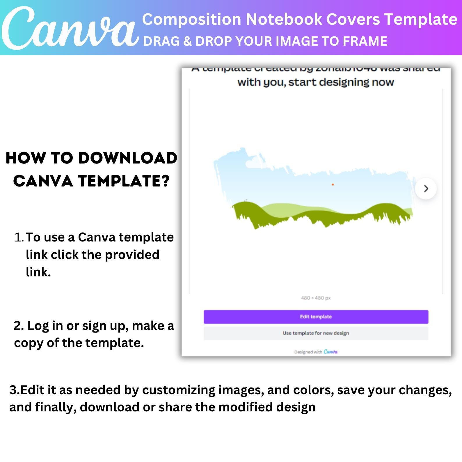 06 Composition Book Cover Canva Editable Designs, Composition Notebook ...