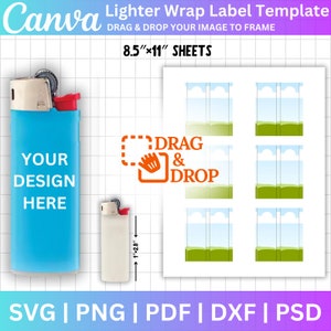Modello di etichetta più leggera, Etichetta più leggera Avvolgimento completo, Etichetta più leggera Svg Png, Modello di sublimazione, Canva modificabile, foglio da 8,5"x11"