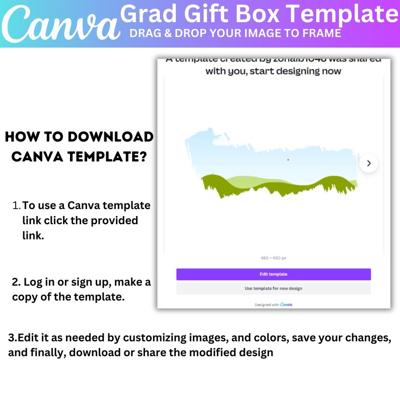 Sample Grad Box 05 Grad Box Canva Editable Template, Grad Gift Box, Class of 2026 ...