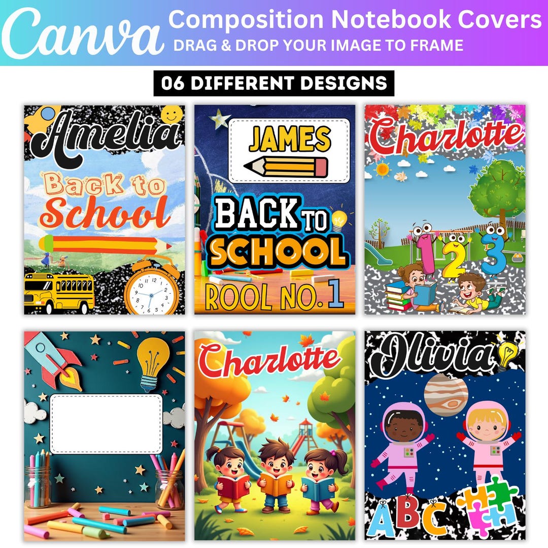 06 Composition Notebook Cover Template, Editable Canva Composition ...
