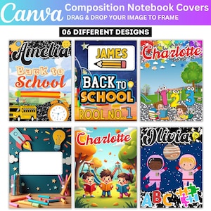 06 Composition Notebook Cover Template, Editable Canva Composition Notebook Cover Template, Back to School Digital, Printable Notebook Cover