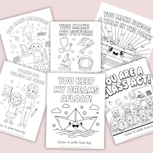 May include: A collection of six black and white coloring pages with various themes. Each page features a different design and text, including phrases like "You Make Learning" and "You Make My Future." The pages are designed for coloring.