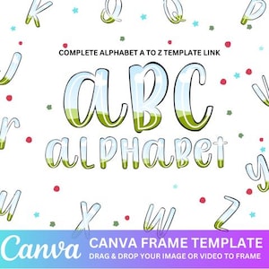 Editable Canva Frames Template,Fillable Canva Frame, Block Shadow Font, Canva Drag & Drop Photos Retro Letters, Font Canva Frames, Digital