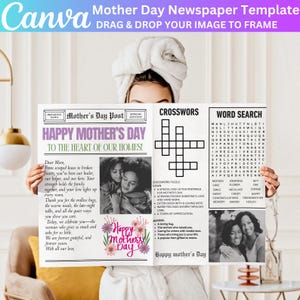 Mother&#39;s Day Newspaper Canva Editable Template, Mother Day Canva Template, Newspaper for Mom Canva Template Printable Mother&#39;s Day Card Gift