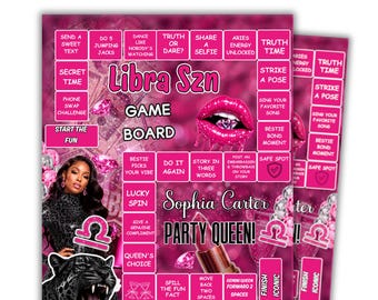 Pink Libra Birthday Drinking Game Canva Template, Libra SZN Party Game, Editable Zodiac Birthday Board, Astrology Girls Night, Digital