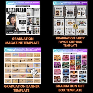 Abschluss Mega Bundle Canva Templates, Class of 2026 Grad Kit, Bootleg Shirts, Fan Paddles, Zeitung, Stola, Banner, Partygeschenke, Dekor Bild 14