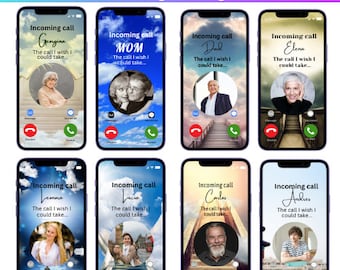 26 Erinnerungs-Schlüsselbund Canva bearbeitbares Vorlagenpaket, Canva Pro-Datei, Telefonanruf vom Himmel, In liebevoller Erinnerung, der Anruf, den ich wünschte, ich könnte machen