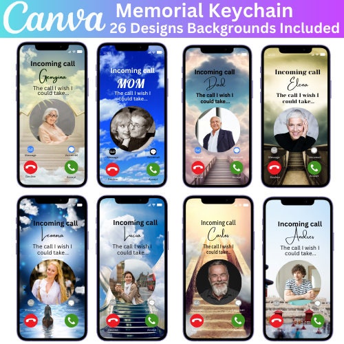 26 Memorial Keychain Canva Editable Template Bundle, Canva Pro File ...