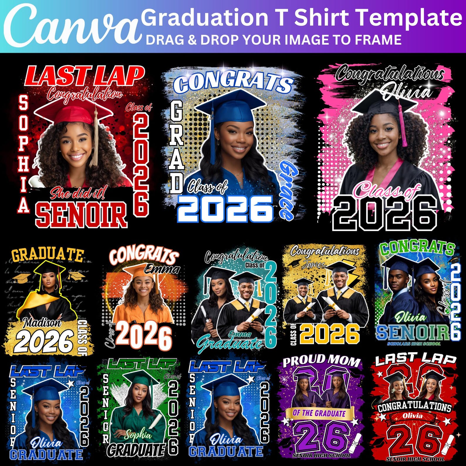 Grad Cg 20 Graduation Tshirt Bundle, 2026 Graduation T Shirt Canva Editable ...