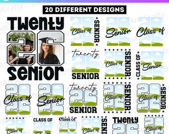 20 Senior Class of 2026 Canva Template, Editable Senior Frame 2026 Template, Graduation High School, Add Your Own Photo Senior 2026 Digital