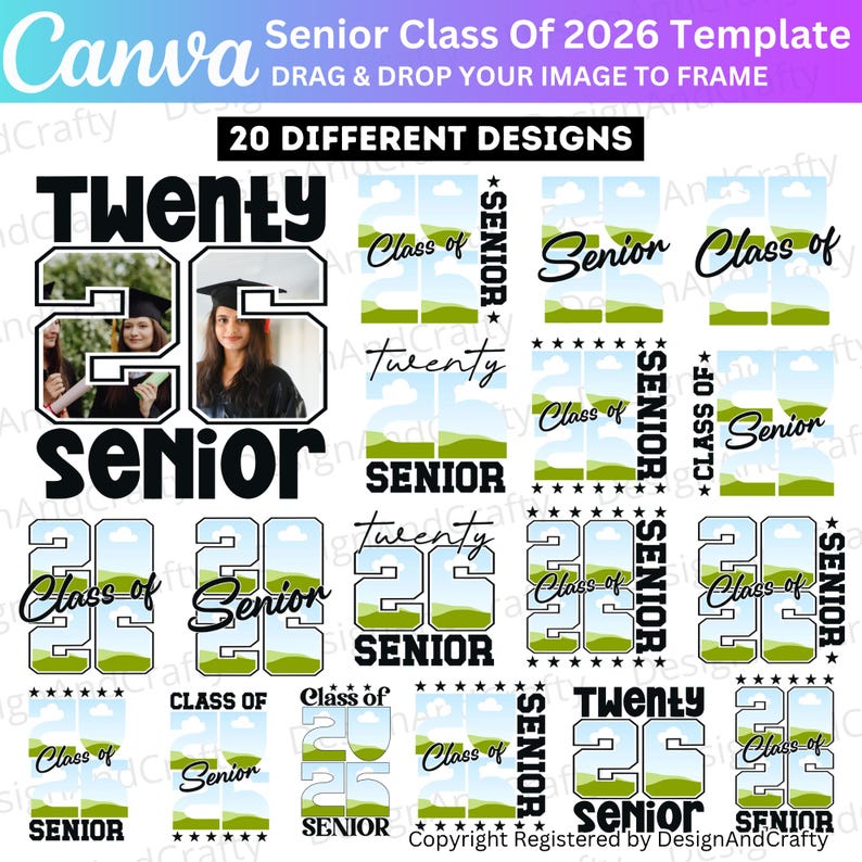 20 Senior Class of 2026 Canva Template, Editable Senior Frame 2026 ...
