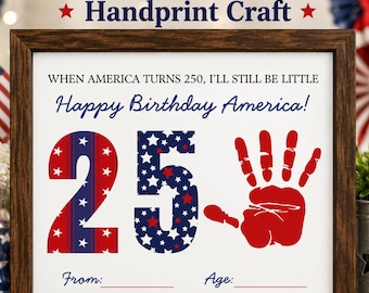 Manualidad de huellas de manos para el 250 aniversario de Estados Unidos, recuerdo de huellas de manos del 4 de julio, huellas de manos patrióticas para niños, recuerdo del 250 aniversario de Estados Unidos