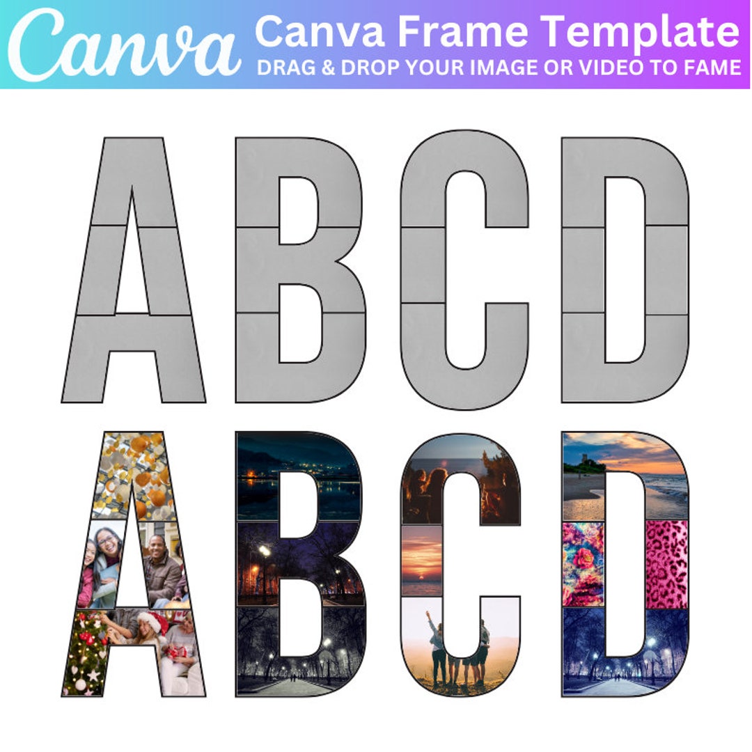 Canva Photo Collage Letters & Numbers Template, Canva Frames Bundle, A ...