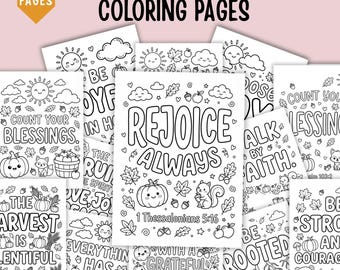 45 Fall Bible Verse Coloring Pages, Christian Fall Coloring Printable, Autumn Scripture Activity, Sunday School Kids, Thanksgiving Coloring