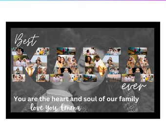 Mama Photo Collage, Mommy Canva Frame Template, Mother Day Gift, Mom Photo Frame,  Drag and Drop, Best Mom in the World, Edit In Canva,Pdf