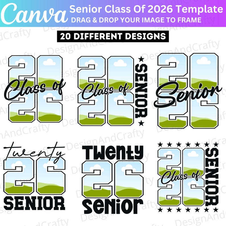 20 Senior Class of 2026 Canva Template, Editable Senior Frame 2026 ...