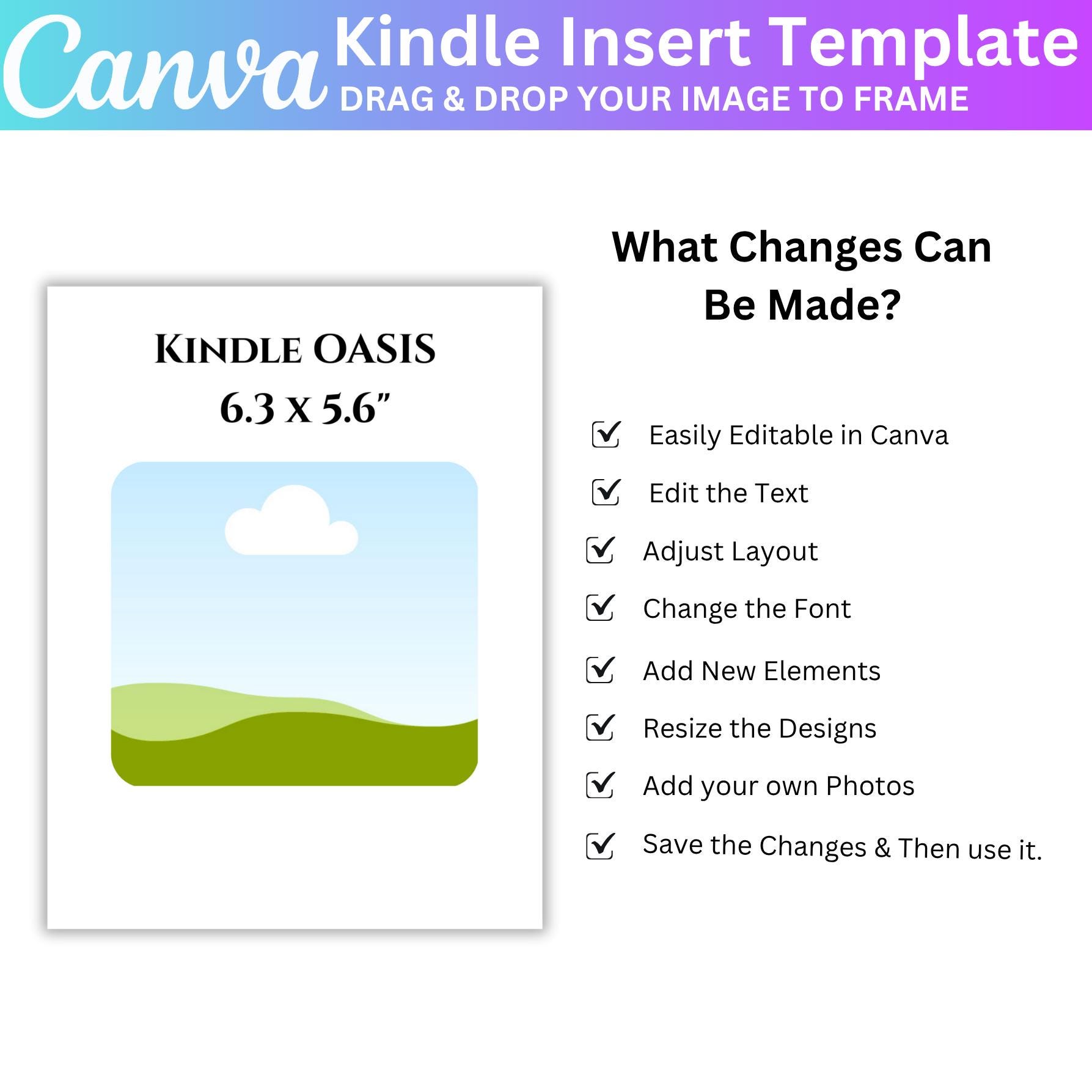 Kindle Inserts Design Kindle Insert Template Canva Editable Template, Kindle Inserts Canva ...