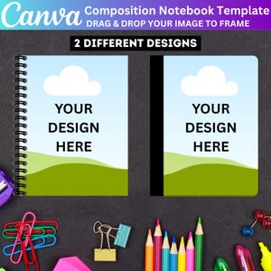Composition Notebook Cover Template, Composition Book Fully Editable Canva Frame, Custom Composition Notebook Template, DIY Digital Download