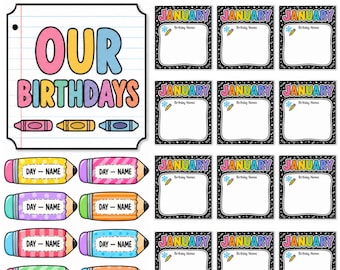 Birthday Cupcake Classroom Display, Printable Birthday Bulletin Board, Bright Birthday Classroom Wall Display,  Cupcake Birthday Board