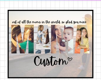 Mama Photo Collage, Mama Canva Frame Template, Mother Day Gift, Mom Photo Frame,  Drag and Drop, Best Mom in the World, Edit In Canva,Pdf