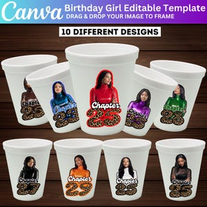 Birthday Party Styrofoam Cup Canva Designs Bundle, Birthday T Shirt Template, Fans, Stickers, Cheetah, Custom Cup Sticker Digital