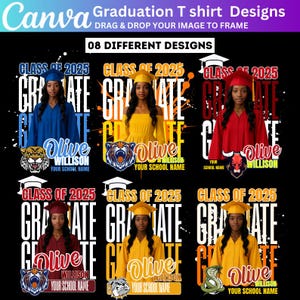 08 Graduation Bootleg Canva Editable T Shirt Template, Graduation t shirt bundle, Canva Grad tshirt template, Class of 2025 Graduation