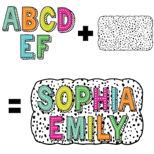 Custom Dot Dalmatian Alphabet SVG PNG Bundle, Alpha Doodle Dots Letters Png Bundle, 6 Alpha Sets, 18 Dalmatian Background PNG, Digital File