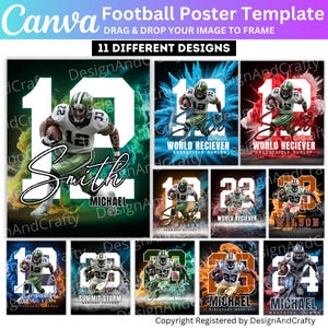 11 Football Posters Bundle, Canva Editable Football  Poster Senior Night Banner, Sports Background & Digital Backdrop For Sport Digital File