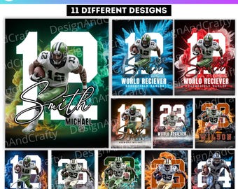 11 Football Posters Bundle, Canva Editable Football  Poster Senior Night Banner, Sports Background & Digital Backdrop For Sport Digital File