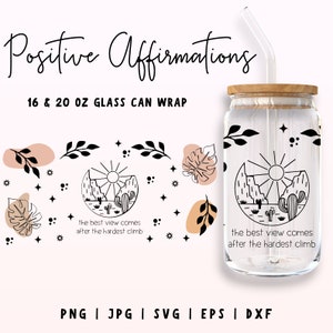 Positive Affirmationen Libbey Glass Wrap Bundle, Mom Daily Affirmations Libbey Glass, 16oz & 20oz Inspirational Dose Glass Wrap, Self Love SVG