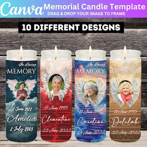 Memorial Candle Sticker Label Template, Remembrance Candle Stairway to Heaven, RIP Pillar Wrap,  In Loving Memory Candle Printable Designs